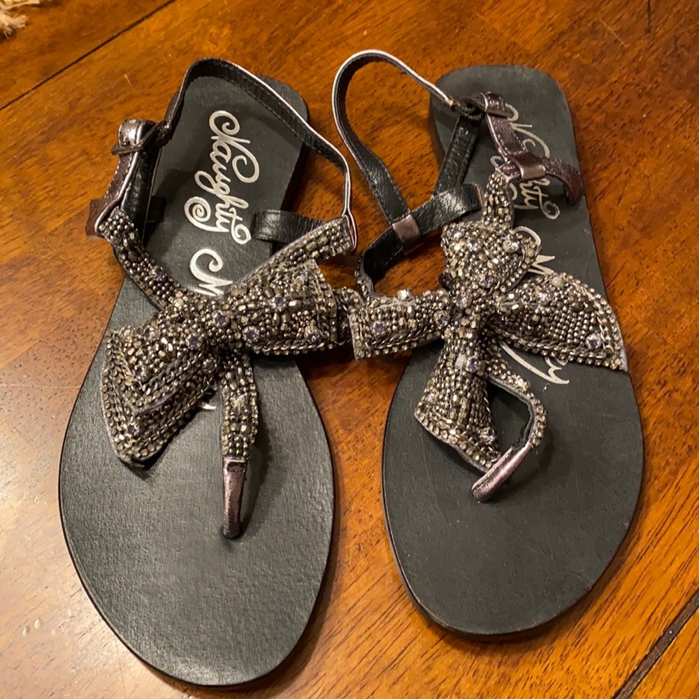 Naughty Monkey black and pewter sandals